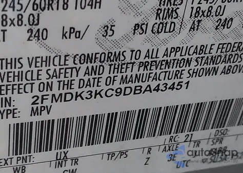 2013 Ford Edge Limited из США, поврежденный, VIN 2FMDK3KC9DBA43451